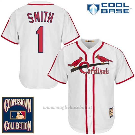Maglia Baseball Uomo St. Louis Cardinals St Louis Ozzie Smith 1 Bianco Cool Base Cooperstown